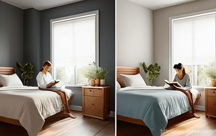 자기 수용을 위한 긍정적 환경 만들기 - **A Serene Personal Retreat:** A cozy, minimalist room bathed in soft, warm natural light streaming ...